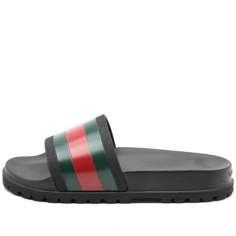 gucci black rubber slide sandal replica|gucci rubber pursuit g slides.